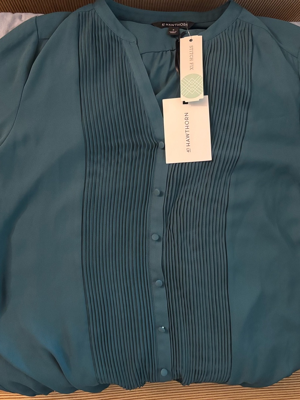 41 Hawthorn green Pleated Front Button Blouse